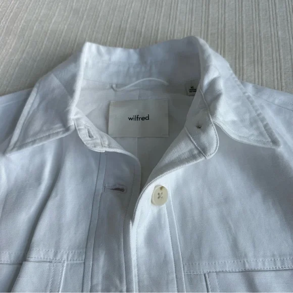 Aritzia Wilfred Little Cropped Linen Jacket White